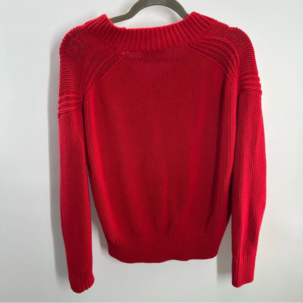 J. Crew Relaxed V Neck Red Sweater - Picture 5 of 5
